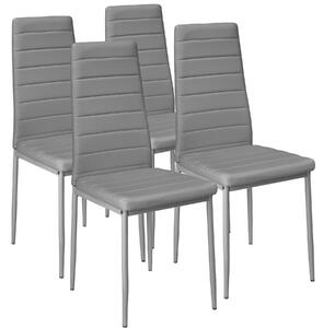 Tectake 401846 4 sedie da sala da pranzo in pelle sintetica - grigio