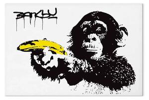 Quadro contemporaneo Pistola banana largo - street art di una scimmia esotica