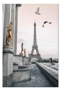 Quadro su tela Uccelli sopra la città - Fotografia con la Torre Eiffel sullo sfondo