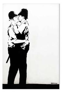Quadro contemporaneo Bacio di due poliziotti - Grafica in stile Street Art