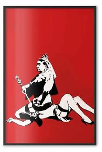 Poster: Regina - composizione di donna seduta su ragazza, stile Banksy