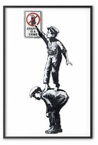 Poster: Graffiti è un crimine - persone nere con cartello su sfondo bianco