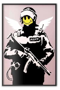 Poster: Agente - uomo con faccia gialla e ali, stile Banksy