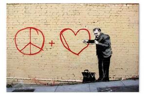 Quadro su tela Dottore pacifista (Banksy) - street art uomo muro mattoni