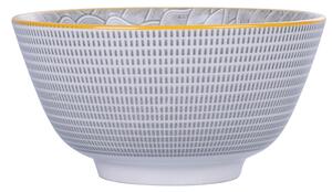 Ciotola tonda 12 cm in porcellana con doppio decoro e bordino giallo Confusion Grey