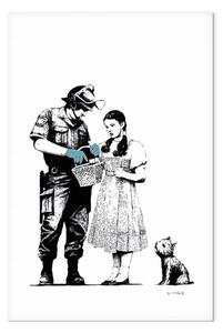 Quadro su tela Ragazza, cane e poliziotto - grafica stile street art