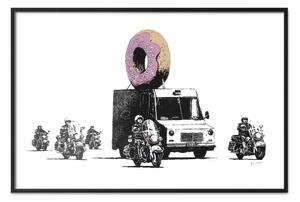 Poster: Polizia dei ciambelle - auto con ciambella e moto della polizia