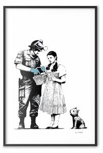 Poster: Dorothy e l'agente - mural di ragazza con cane su sfondo bianco