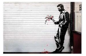 Quadro moderno Innamorato largo - street art di un uomo su un muro
