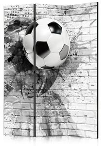 Paravento separè Dinamica del calcio - pallone da calcio bianco e nero su mattone