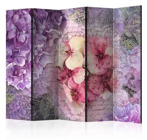 Paravento design Ricordo II - fiori romantici dipinti ad acquerello