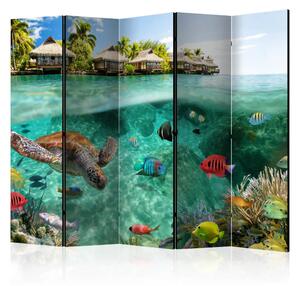 Paravento separè Sotto l'acqua II - tartarughe e pesci