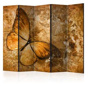 Paravento design Farfalla seppia II - insetto su sfondo arancione