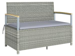 Outsunny Panca Giardino 170L, 2 Posti Rattan con Cuscino, Grigio Chiaro | Aosom Italy