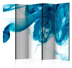 Paravento Fumo blu II - astrazione onde blu su bianco