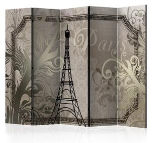 Paravento design Parigi vintage - oro II - Torre Eiffel e ornamenti
