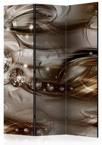 Paravento design Fiume grigio - astrazione a diamante in oro e argento