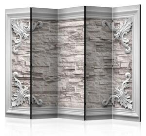 Paravento separè Cornice di mattoni Beige II - mattoni bianchi e ornamenti