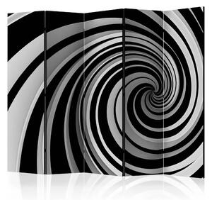 Paravento Swirl in bianco e nero II - Composizione 3D con tunnel contorto