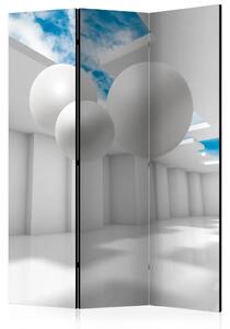 Paravento Architettura del futuro - composizione geometrica bianca