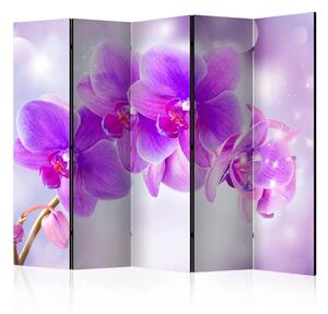 Paravento design Orchidee viola II - illusione con orchidea
