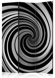 Paravento Vortice in bianco e nero - Composizione 3D con tunnel contorto