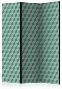 Paravento separè Cubi monocromatici - sfondo geometrico verde 3D