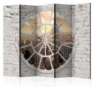 Paravento New York: Vista dalla finestra II - architettura tra mattoni