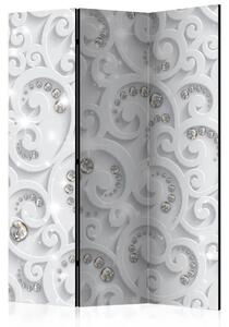 Paravento separè Lussuoso splendore - ornamenti bianchi con cristalli