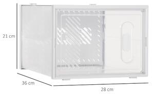 HOMCOM Mobile Scarpiera Modulare Salvaspazio per Interni con Fori di Ventilazione, 8 Cubi 28x36x21cm in Plastica PP, Bianco e Trasparente