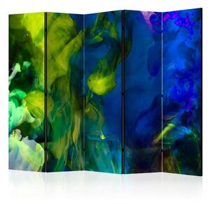 Paravento design Fiamme colorate - astratto con tocco di blu
