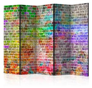 Paravento separè Muro arcobaleno II - composizione colorata di mattoni