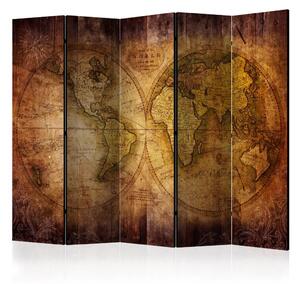 Paravento separè Mondo su una vecchia mappa II - continenti in stile retrò