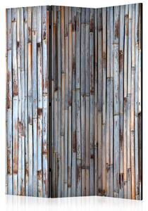 Paravento design Storia asiatica - disegno grigio-verdastro su bamboo