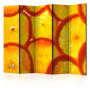 Paravento design Fette d'arancia II - motivo di frutta arancione