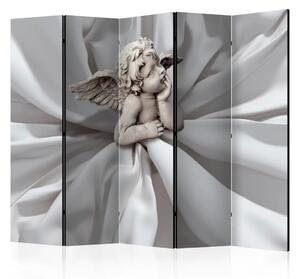 Paravento design Sogno angelico II - scultura di un angelo su sfondo bianco