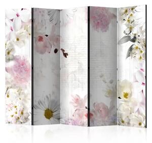 Paravento design Profumo di primavera II - collage romantico di fiori vivaci