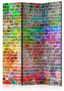 Paravento separè Muro arcobaleno - mattoni colorati strutturati