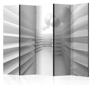 Paravento design Labirinto bianco II - un percorso tra forme astratte