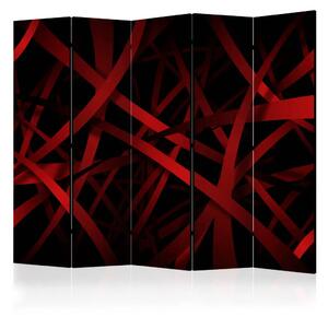 Paravento design Paura del buio II - astrazione nera e rossa