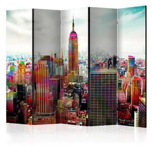 Paravento Colori di New York II - veduta di grattacieli colorati