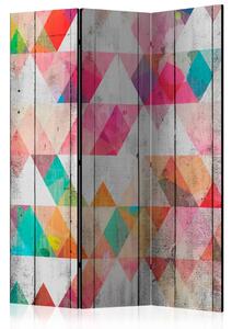 Paravento design Triangoli arcobaleno - sfondo colorato in figure geometriche