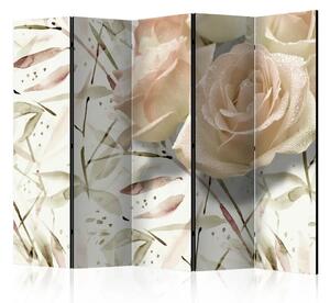 Paravento design Auguri di compleanno II - collage di acquerelli in rose chiare