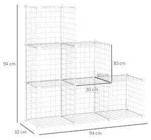 HOMCOM Mobile Scarpiera Modulare Salvaspazio, 6 Cubi 30x30x30 cm in Acciaio e PP, 94x32x94 cm, Bianco