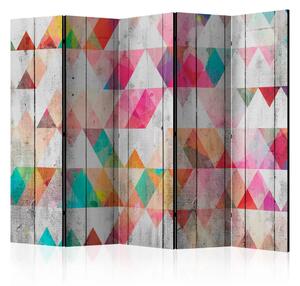 Paravento separè Triangoli arcobaleno II - composizione geometrica colorata