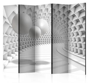 Paravento Tunnel Astratto II - illusione 3D in tonalità bianche