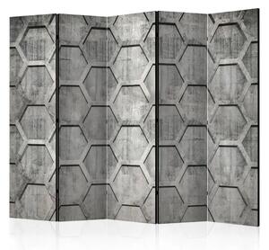 Paravento Cubetti di Platino II - sfondo geometrico in grigio