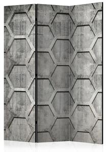 Paravento separè Cubetti di Platino - modello geometrico grigio sul cemento