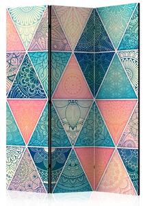 Paravento separè Triangoli orientali - Mandala geometrica colorata
