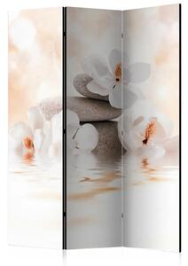 Paravento separè Lago di quiete - composizione luminosa di fiori con illusione 3D